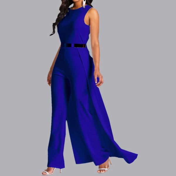 Patchwork Overlay Embellished Plain Women's Jumpsuit High-Waist Woman Romper