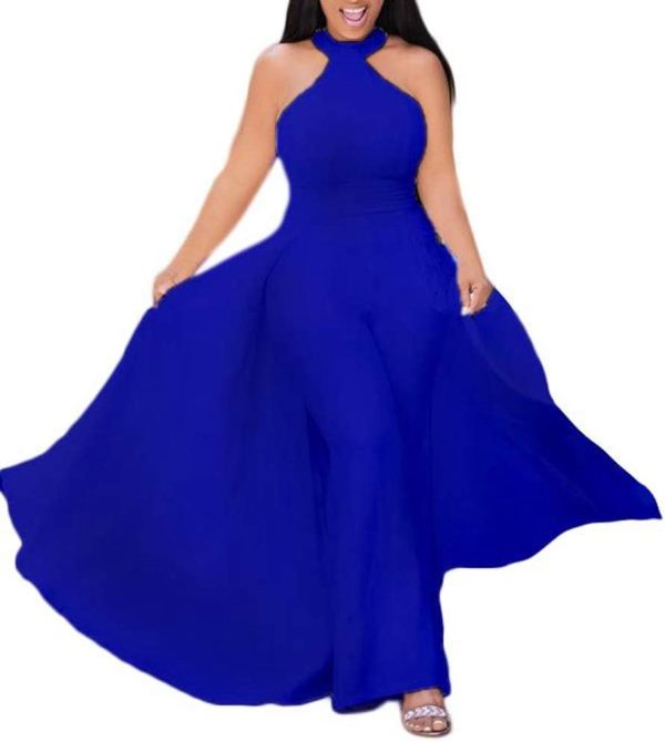 Patchwork Overlay Embellished Plain Women's Jumpsuit High-Waist Woman Romper