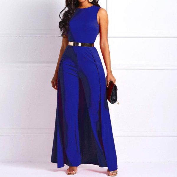 Patchwork Overlay Embellished Plain Women's Jumpsuit High-Waist Woman Romper