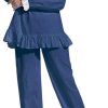Women Pajamas Set Cotton Long Sleeve Button Down Sleep Shirt Womens Loungewear Set Cotton Nightie