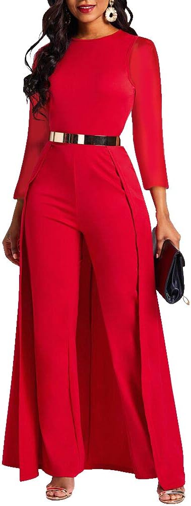 Patchwork Overlay Embellished Plain Women's Jumpsuit High-Waist Woman Romper