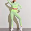 Women's 3 Piece Outfits Tracksuit Workout Set Sports Bra High Waist Yoga Gym Leggings and Crop Top