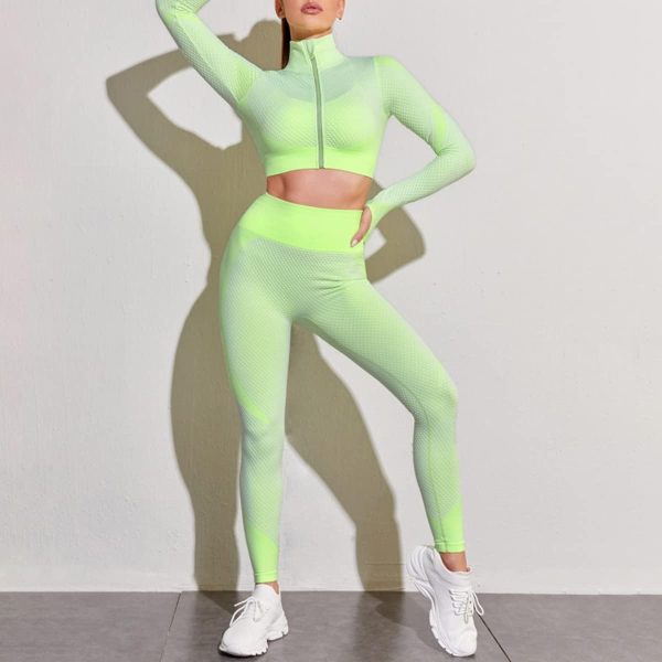 Women's 3 Piece Outfits Tracksuit Workout Set Sports Bra High Waist Yoga Gym Leggings and Crop Top