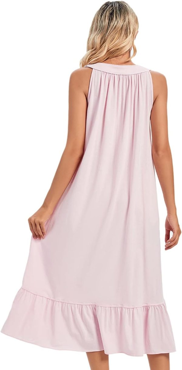 Cotton Nightgown for Women Sleeveless Loungewear Comfy Soft Sleepwear Long Sleepdress Loose Full Length Nightdress