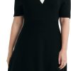 Blue Mini Sweater Dress for Women, Button up 3/4 Sleeve Knit Dresses for Teacher Work Business