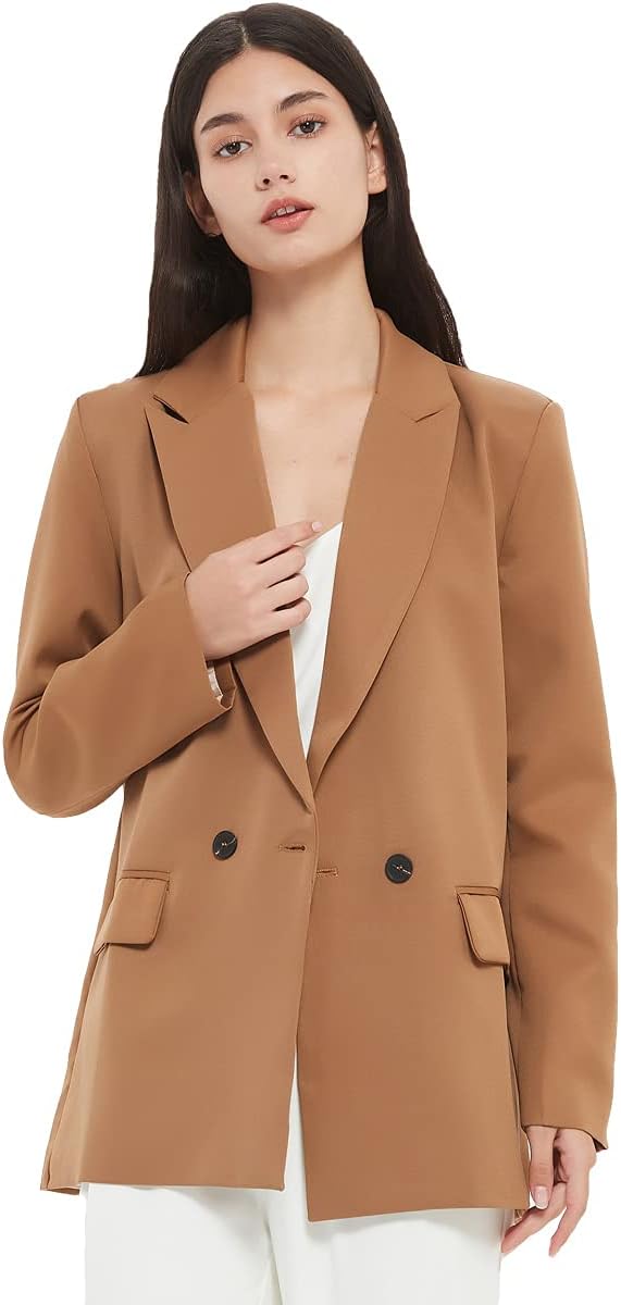 Women's Casual Long Sleeve Lapel Oversized Button Work Office Blazer Suit Jacket