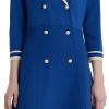 Blue Mini Sweater Dress for Women, Button up 3/4 Sleeve Knit Dresses for Teacher Work Business