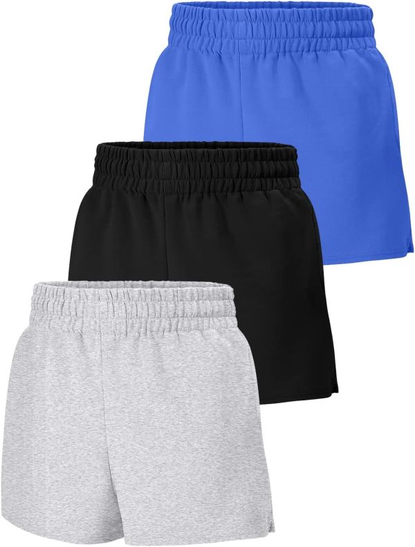 3 Pack Womens Sweat Shorts Casual Lounge Cotton Shorts Trendy Summer Running High Waisted Athletic Shorts