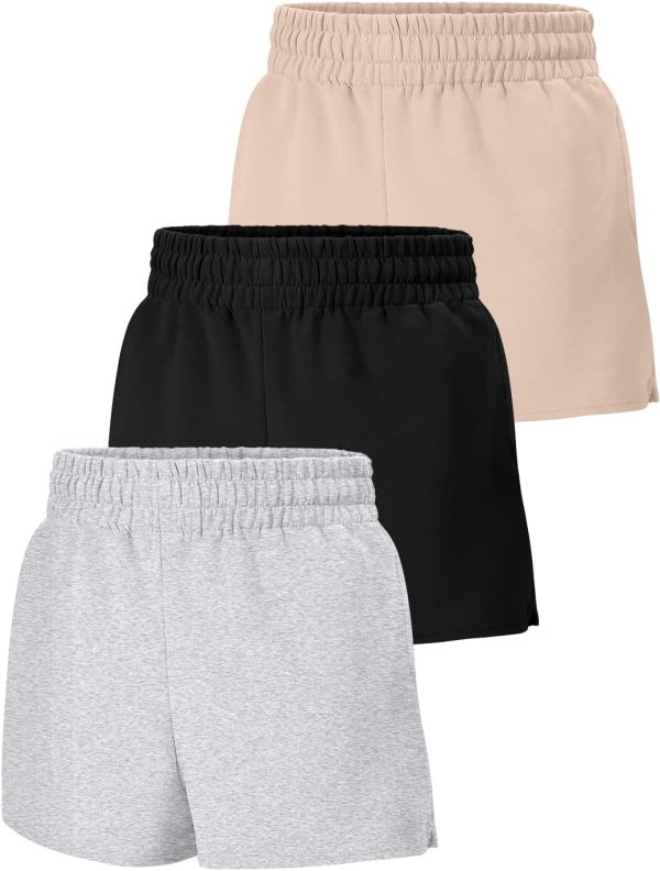 3 Pack Womens Sweat Shorts Casual Lounge Cotton Shorts Trendy Summer Running High Waisted Athletic Shorts