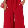 Women's Summer 2 Piece Outfits 2024 Cap Sleeve V Neck Belted Crop Tops Wide Leg Pant Sets Casual Tracksuit