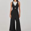 ANRABESS Women's Summer Wide Leg Linen Jumpsuits Dressy V Neck Sleeveless Casual Pants Rompers 2024 Vacation Beach Outfits