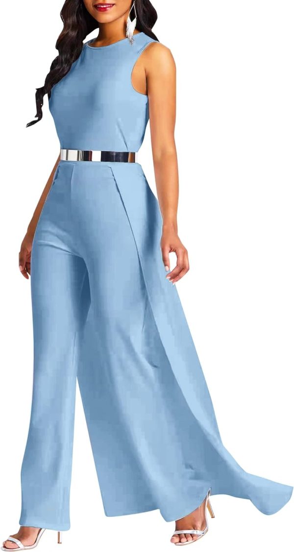 Patchwork Overlay Embellished Plain Women's Jumpsuit High-Waist Woman Romper