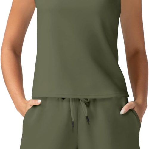 Women's Summer 2 Piece Outfits Mock Neck Tank Top High Waisted Shorts Lounge Sets 2024 Fashion Tracksuit