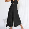 ANRABESS Women's Summer Wide Leg Linen Jumpsuits Dressy V Neck Sleeveless Casual Pants Rompers 2024 Vacation Beach Outfits