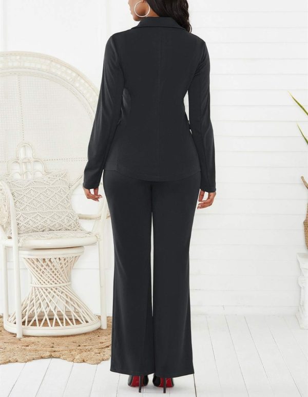 Womens Two Piece Blazer Outfits Long Sleeve Slim Fit Jacket with Long Pants Suit Set for Work