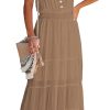Womens Summer Spaghetti Strap Sleeveless High Waist Beach Long Maxi Sun Dress