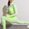 Women's 3 Piece Outfits Tracksuit Workout Set Sports Bra High Waist Yoga Gym Leggings and Crop Top