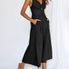 ANRABESS Women's Summer Wide Leg Linen Jumpsuits Dressy V Neck Sleeveless Casual Pants Rompers 2024 Vacation Beach Outfits