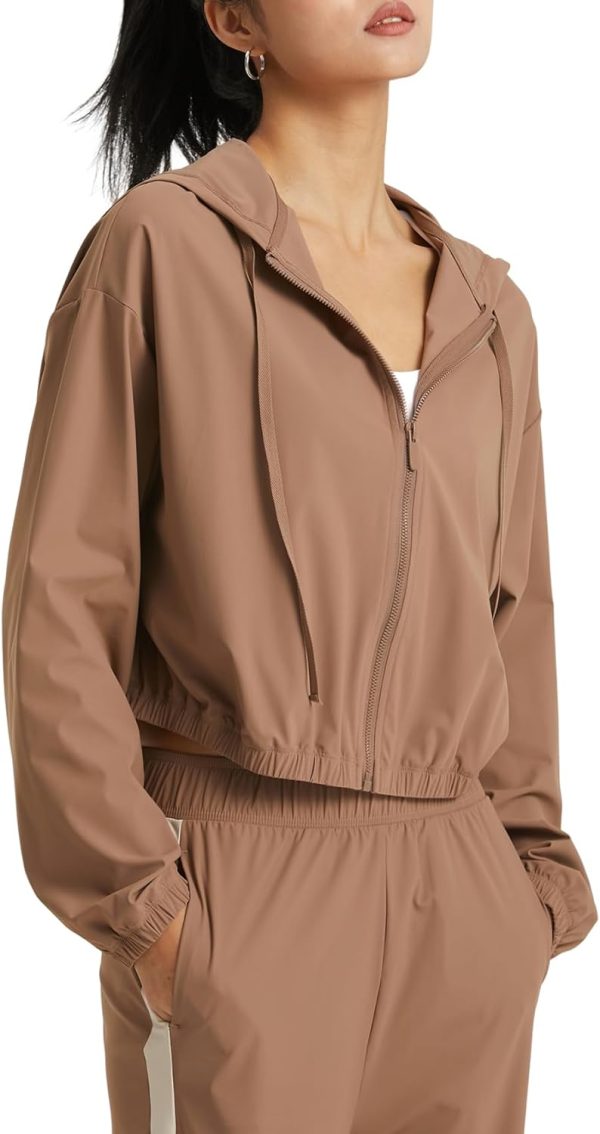Women's UPF 50+ UV Sun Protection Cropped Jackets Athletic Running Workout Shirts Zip Up Hoodie Outdoor Jackets