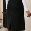 Split Hem Knee Length Sheath Skirt, Elegant Slant Pockets High Waist Skirt For Spring & Summer, Women's Clothing