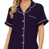 Womens Pajama Sets Short Sleeve Sleepwear Soft Button Down Nightwear Lounge Pj Set XS-XXL