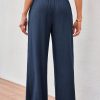 JASAMBAC Women's Capri Linen Wide Leg Pants Summer Boho Wide Leg Pants Smocked High-Rise Waist Casual Beach Pants with Pocket