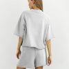 Women's 2 Piece Outfits Lounge Sets Crew Neck Short Sleeve Pullover Tops High Waisted Shorts Tracksuits