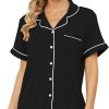 Womens Pajama Sets Short Sleeve Sleepwear Soft Button Down Nightwear Lounge Pj Set XS-XXL