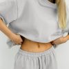 Women's 2 Piece Outfits Lounge Sets Crew Neck Short Sleeve Pullover Tops High Waisted Shorts Tracksuits