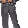 Silk Satin Pajamas Set for Women 2 Piece Soft Long Sleeve Tops & Bottoms Sleepwear Pj Lounge Set S-XXL