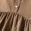 Women's Elegant Skirt, Plus Size Solid Button Decor Elastic High Rise Ruffle Hem Swing Maxi Skirt