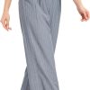 Women's Casual Striped High Waisted Wide Leg Pants Elastic Waist Loose Fit Trousers