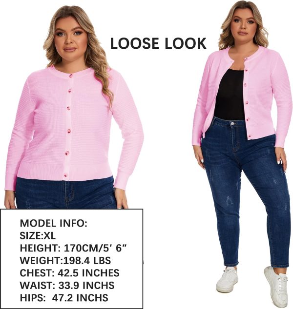 Women's Crew Neck Button Down Long Sleeve Solid Knit Classic Cardigan Sweater
