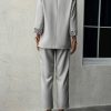 Elegant Solid Color Pants Set, Single Breasted Lapel Balzer & High Waist Straight Leg Pants, Women's Clothing