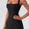 Tennis Dress with Built in Shorts and Bra Square Neck Athletic Golf Dress Workout Mini Dress