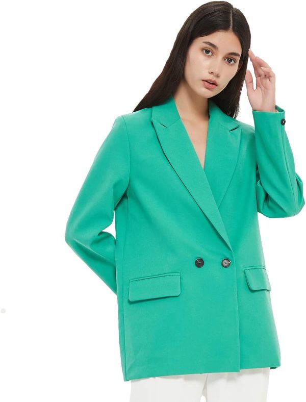 Women's Casual Long Sleeve Lapel Oversized Button Work Office Blazer Suit Jacket