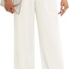 Women's Business Work Trousers High Waisted Wide Leg Pants Long Straight Suit Pants with Pocket