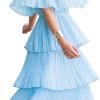 Women's Off The Shoulder Ruffles Summer Valentines Day Loose Casual Chiffon Long Party Beach Maxi Dress