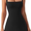 Tennis Dress with Built in Shorts and Bra Square Neck Athletic Golf Dress Workout Mini Dress