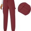 Womens Athletic Pants Knit Cargo Pants Stretchy Hiking Pants Elastic Waist Sweatpants Baggy Soft Joggers