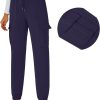 Womens Athletic Pants Knit Cargo Pants Stretchy Hiking Pants Elastic Waist Sweatpants Baggy Soft Joggers