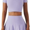 2 Piece Tennis Dress for Women High Waist Pleated Tennis Skirt with Shorts Short Sleeve Crop Golf Workout Skirts Sets