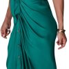 Women's Short Sleeve Satin Dress Button Down with Belt Maxi Shirt Dresses