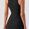 Tennis Dress with Built in Shorts and Bra Square Neck Athletic Golf Dress Workout Mini Dress
