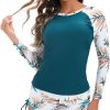 Women 2 Piece Rash Guard Long Sleeve Swimsuits Swim Shirt with Shorts Set Sun Protection UPF 50+ Surf Bathing Suits