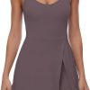 Tennis Dress for Women U Neck Athletic Dress with Built in Shorts and Bra for Sleeveless Side Slit Flare Mini Dresses