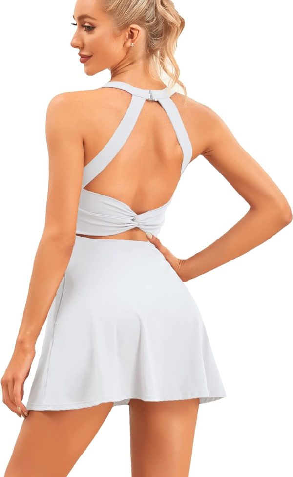 Womens Tennis Dress with Built in Shorts and Bra Workout Dress Golf Athletic Dress for Women