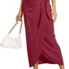 Women’s Maxi Skirt High Waist Wrap Pencil Long Skirts for Women Slim Boho Draped Front Bodycon Dresses