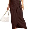 Women’s Maxi Skirt High Waist Wrap Pencil Long Skirts for Women Slim Boho Draped Front Bodycon Dresses