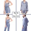 6Pcs Womens Silk Satin Pajama Sets Pj Sets Long Pjs Set Pajamas Sleepwear Camisole Sexy Cami